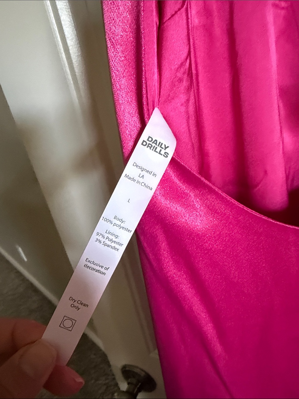Daily Drills Fuchsia Satin Backless Maxi Dress NWT - Picture 7 of 13